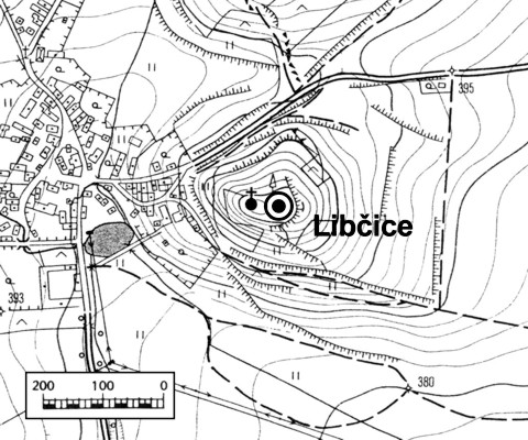 Lib�ice - poloha hradi�t� na n�vr�� P�esl�nka (mapa ZM - Roman Abu�inov)